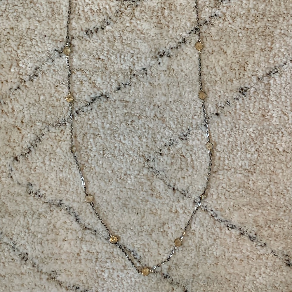 Silver clear beaded layering necklace